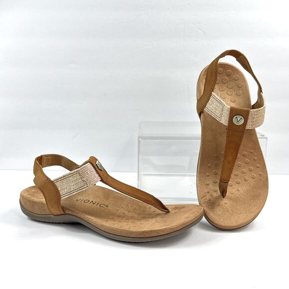 Vionic Brea Sandals Womens Size 8.5 Wide Tan Beige Comfort Orthotic Shoes - Picture 1 of 10